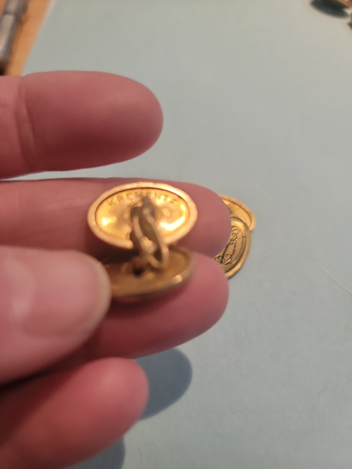 KREMENTZ 1930’S ROLLED GOLD PLATE ART DECO CUFFLINKS-5/8”X7/16”