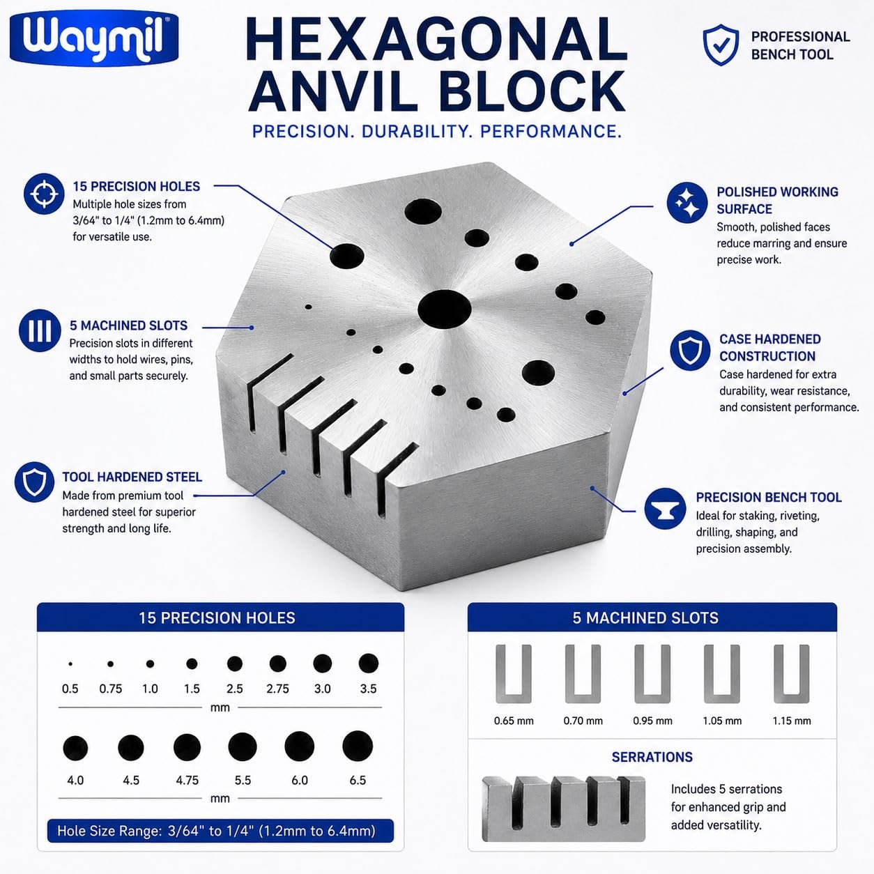 Hexagonal Jewelry & Watchmaker Anvil Block Hardened Steel Staking steel