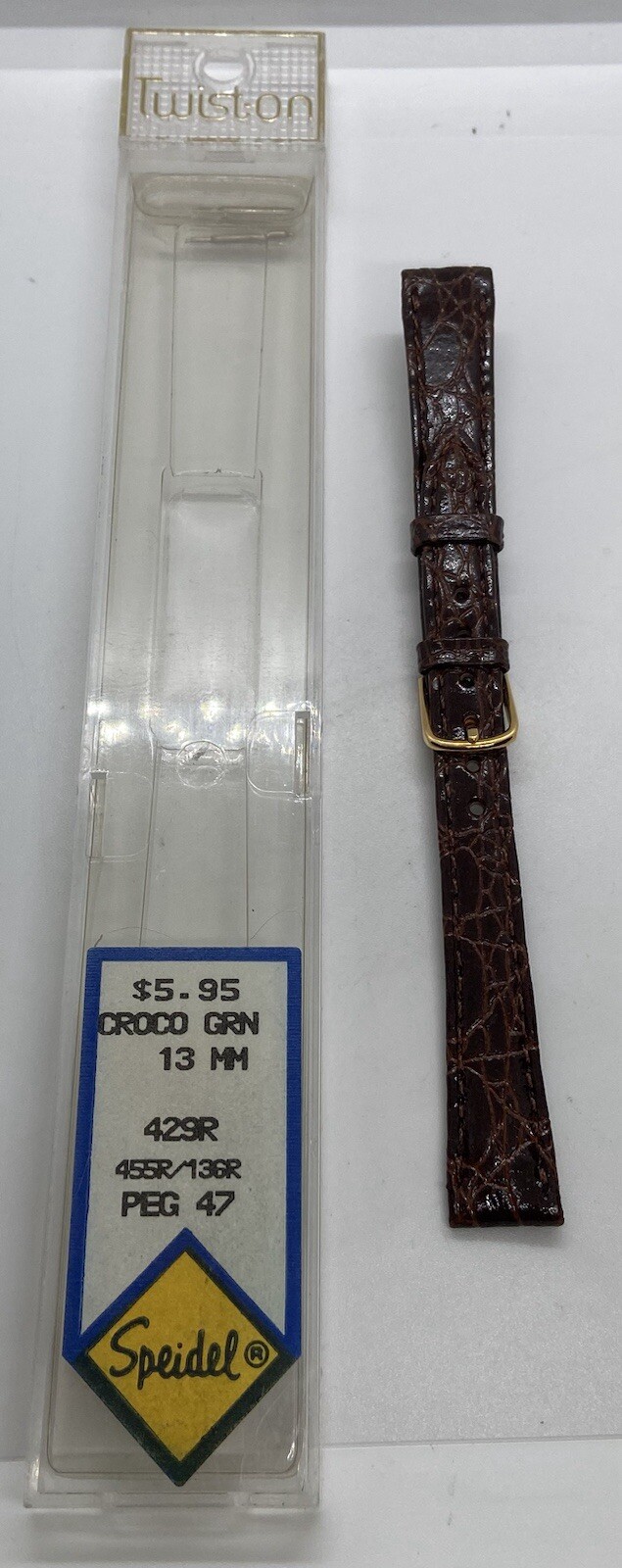 SPEIDEL Twist-on Leather Watch Band 13mm Brown Croco Grain With Spring Bars
