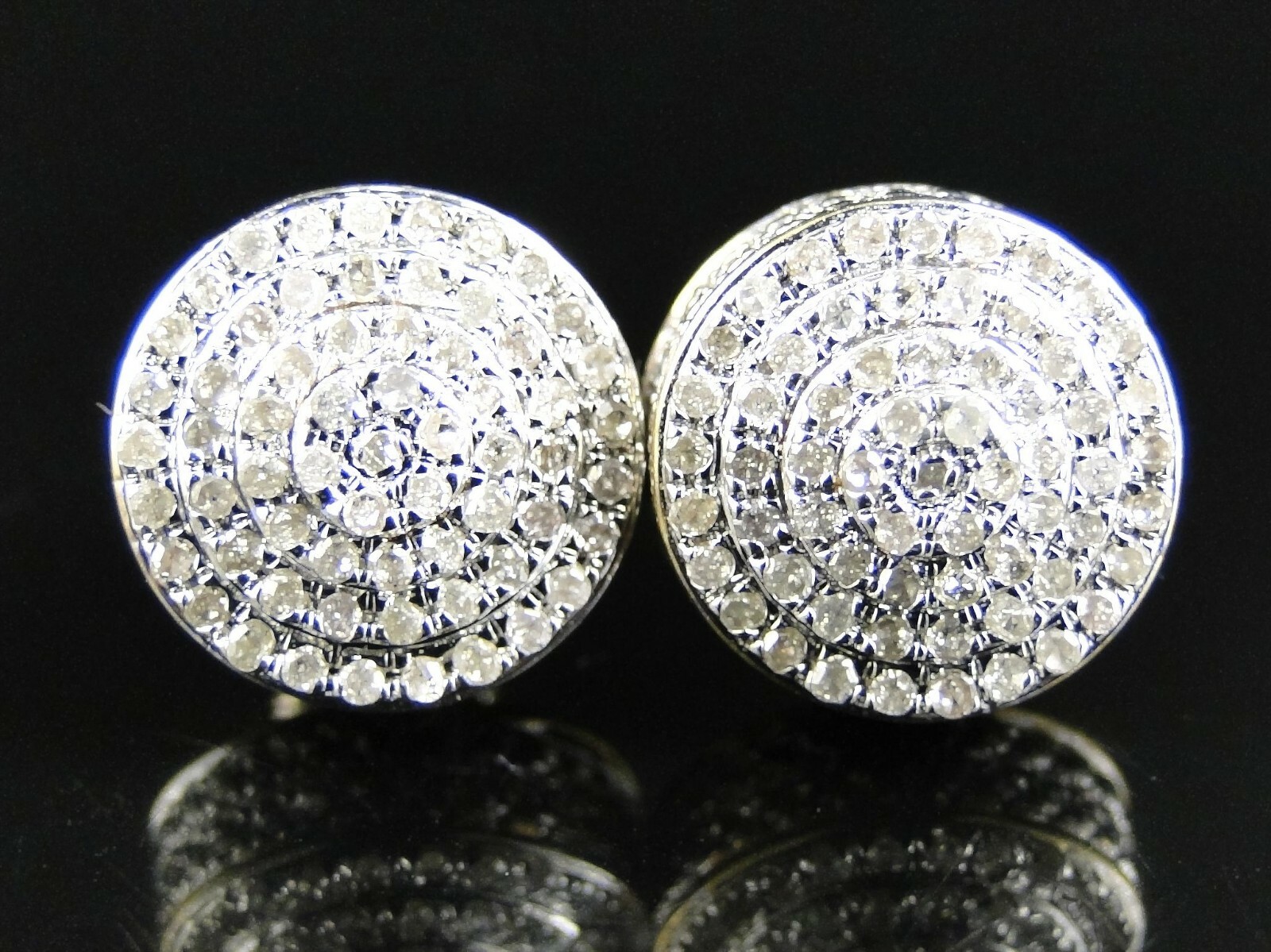 1.2ct Lab-Created Moissanite Ice Circular Disc Cluster Earring White Gold Plated