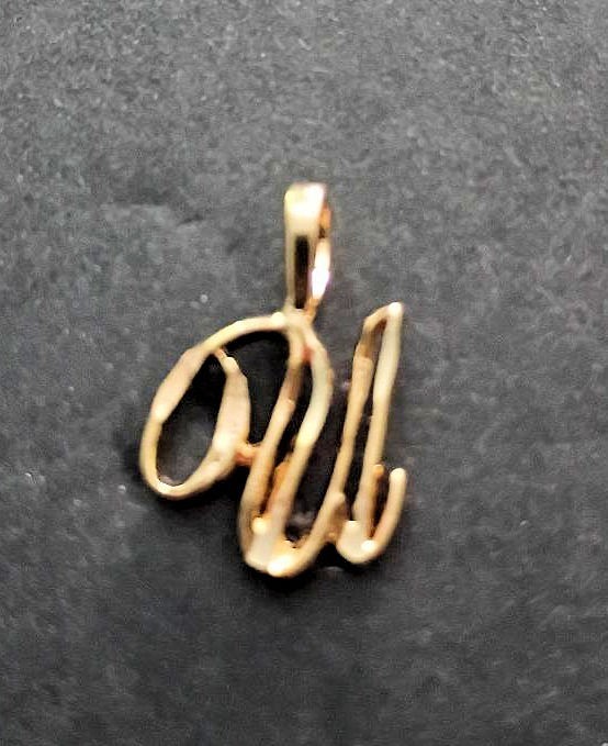 Gold Plated Initial Pendant 24k Yellow Gold Cursive Letters A to Z Diamond-Cut