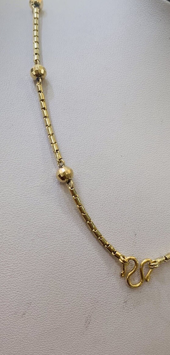 17K Solid Yellow Gold Flexible Ball Link Necklace 16.55GM 19Inch
