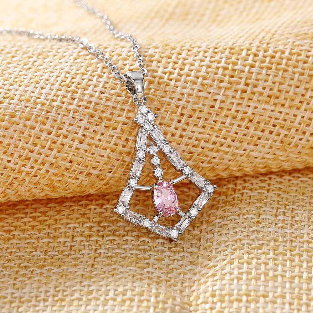 1.82CT Simulated Diamond Unique Necklace Silver Plated Pendant Valentine Gifts