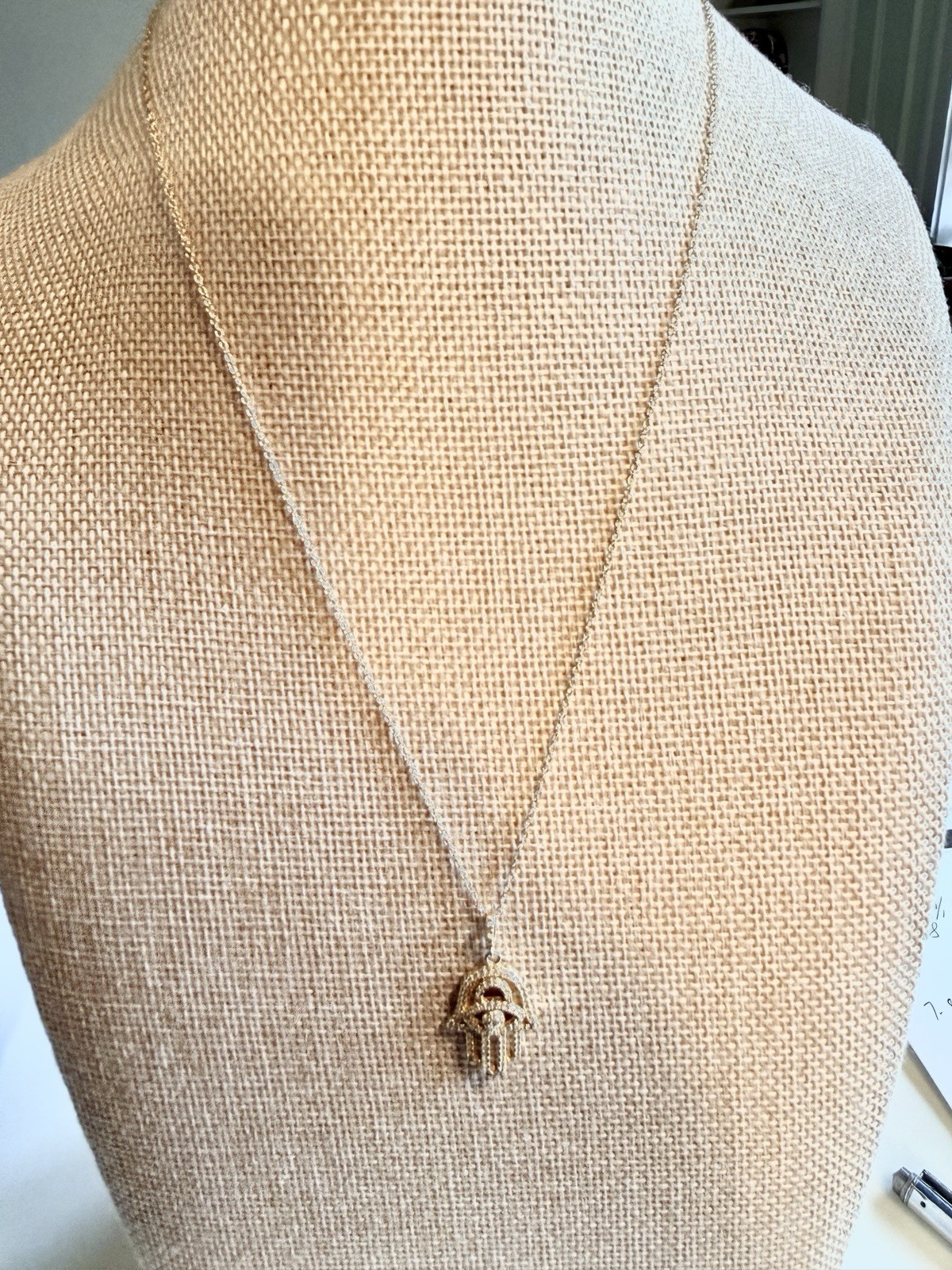 FZN 925 Gold Vermeil CZ Hamsa Pendant Chain. 18.5in Long. Ak