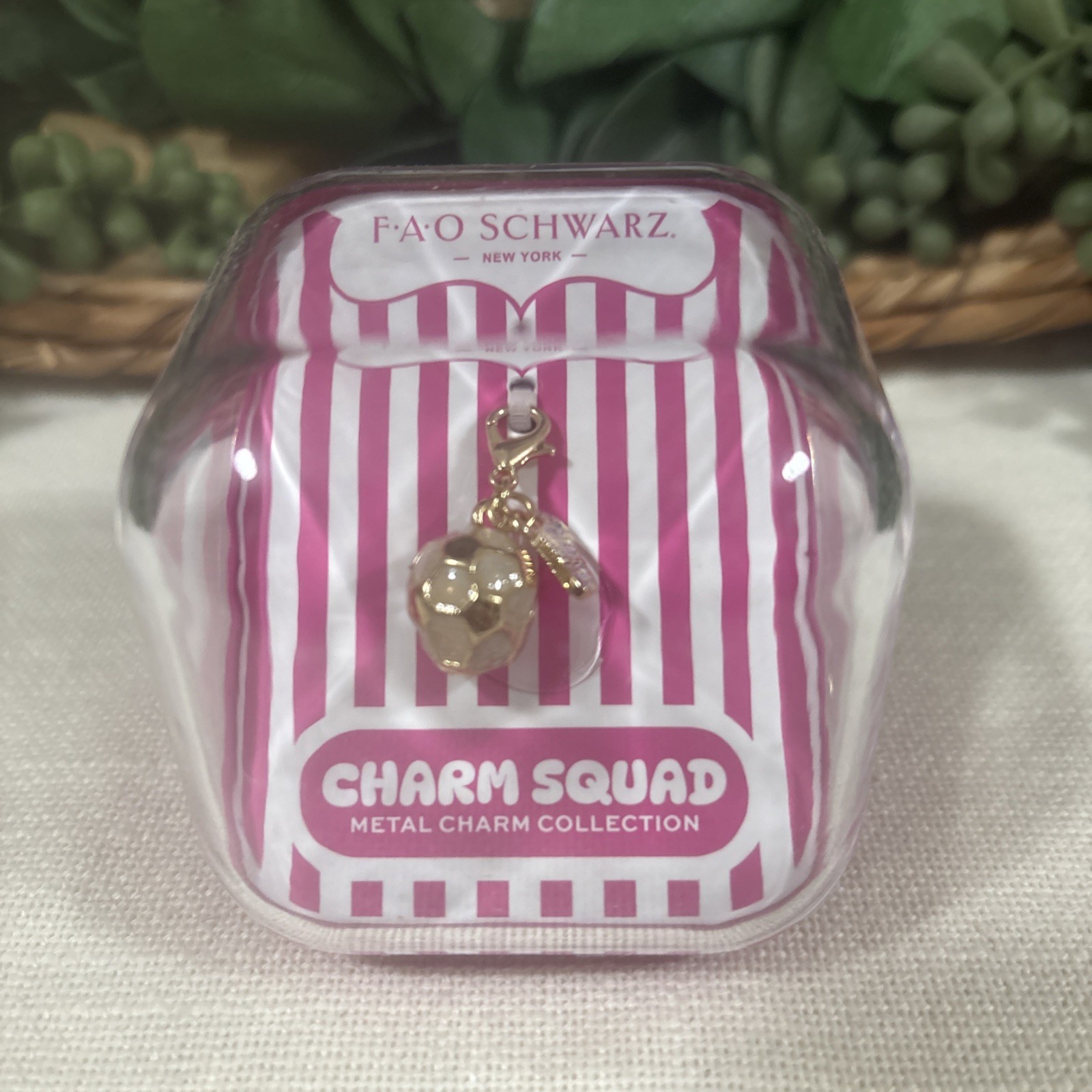FAO Schwarz charm squad Metal Dangle Charm Soccer Ball Gold Lobster Closure