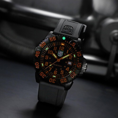LUMINOX SEA LION X2.2059 CARBONOX MEN’S 100M BLACK / ORANGE DIAL 44MM WATCH NEW