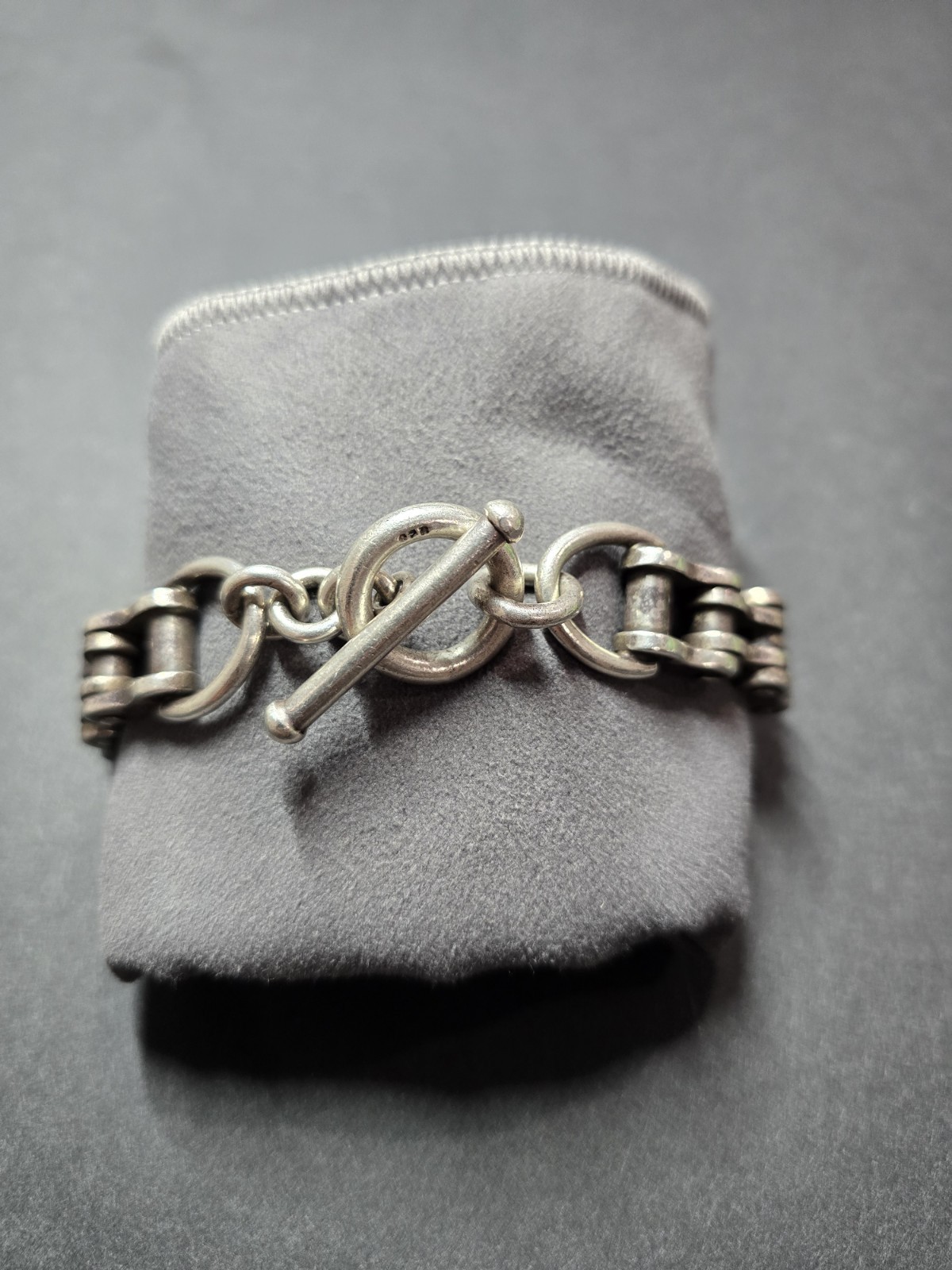 106 Gram 925 Sterling Silver Bike Chain Bracelet 9.5 Inches In Length