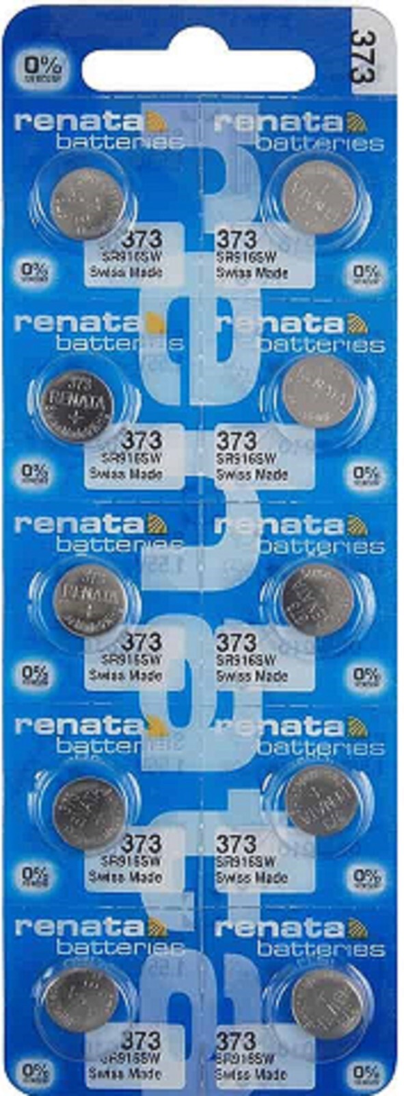Ten Strip (10) Renata 373 SR916SW 1.55V Silver Oxide Watch Batteries 02/2026