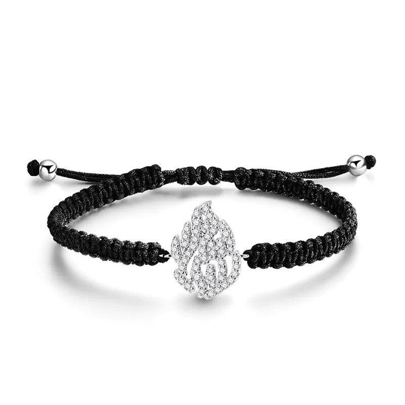Real Round Moissanite Adjustable Braided-Rope Bracelet Chain 925 Sterling Silver