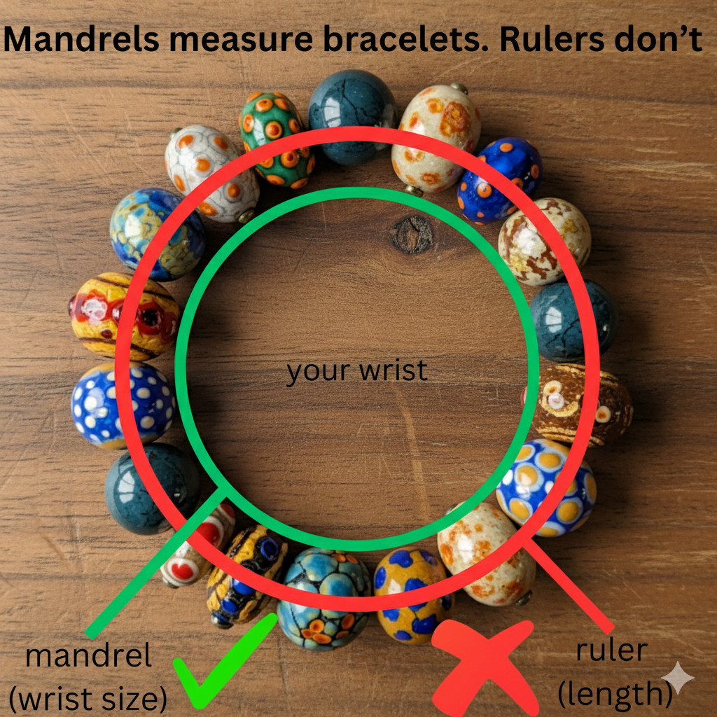 Bracelet Sizer Mandrel Quarter Sizes (Oval – Aspect Ratio of Human Wrist)