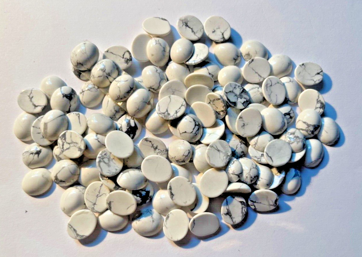 LOT OF 10 PIECES GENUINE NATURAL 12X10 MM OVAL CAB WHITE HOWLITE BELOW WHOLESALE
