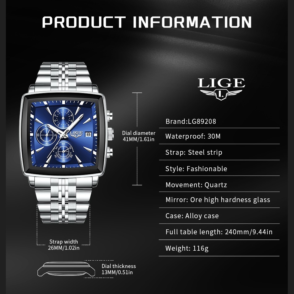 Men Business Watch Stainless Steel Quartz Date Luminous Chronograph Man Watch