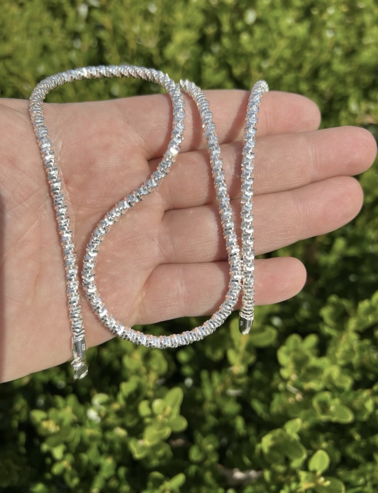 925 Sterling Silver Diamond Cut Sparkle Chain 5mm x 22” made in ITALY.