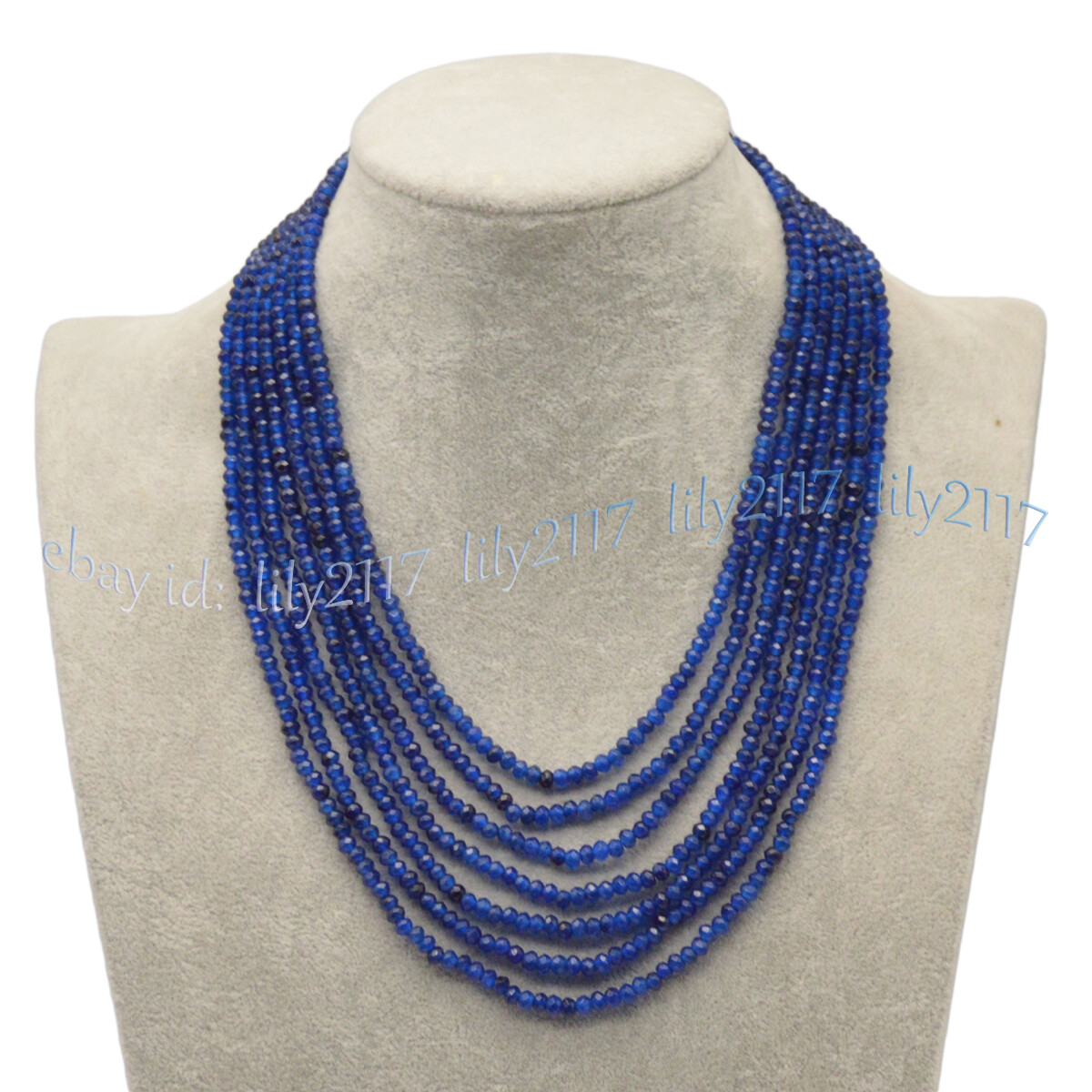 7 Rows Faceted 2x4mm Multicolor Jade Gemstone Rondelle Beads Necklaces 17-23”
