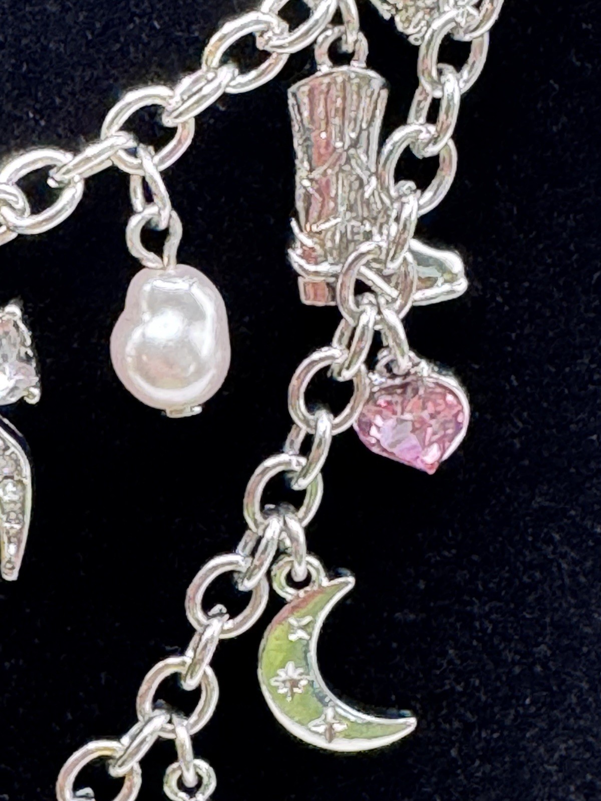 New By Claar Charm Heart Locket Silver Double Chain Necklace