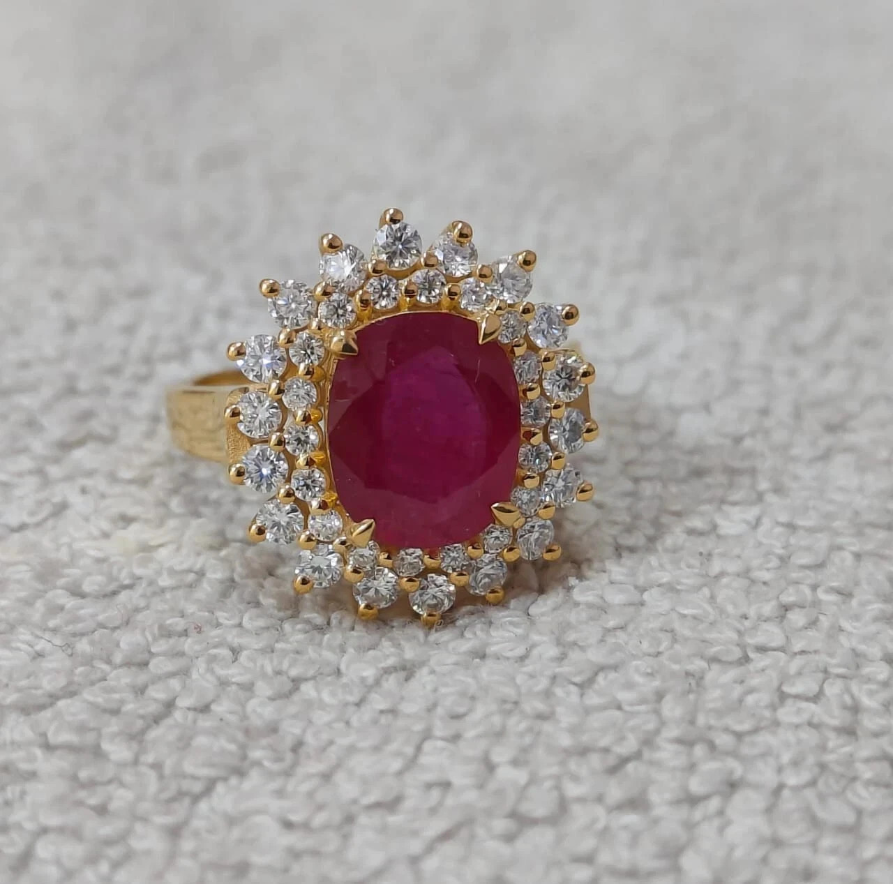 IGL Certified 2.80 Ct Natural Ruby & Diamond Wedding Gift Ring 14K Yellow Gold 7