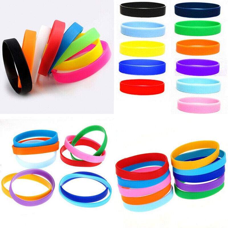 12 Pack Kids Adults Blank Silicone Wristbands Rubber Bracelets 12 Color Mixed