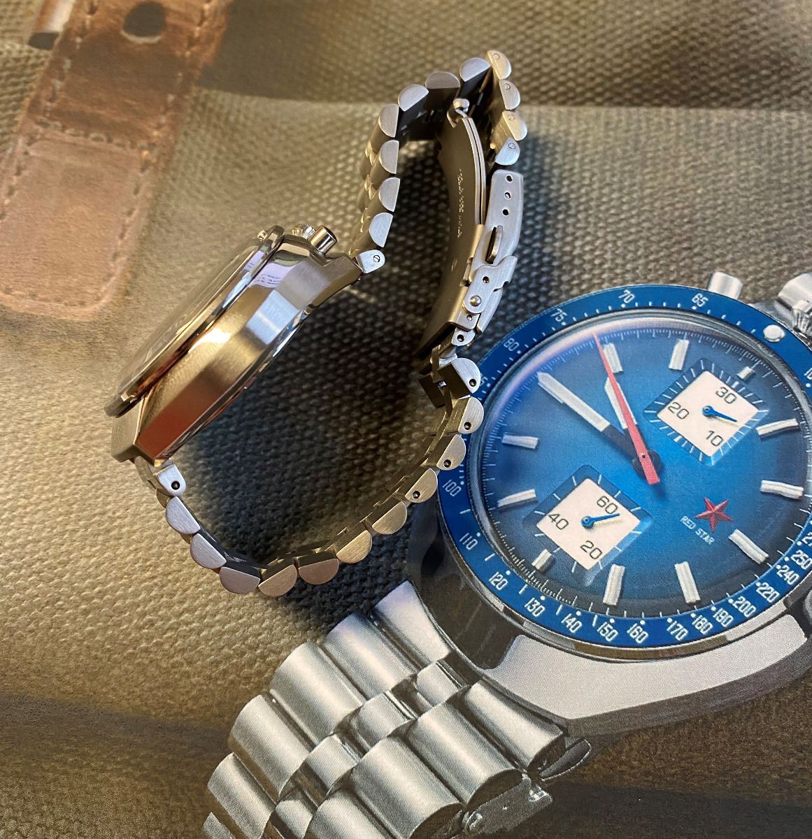 RED STAR Bull Head SEAGULL ST1901 Chronograph Watch 42mm 50M 316L C3 Swan Neck