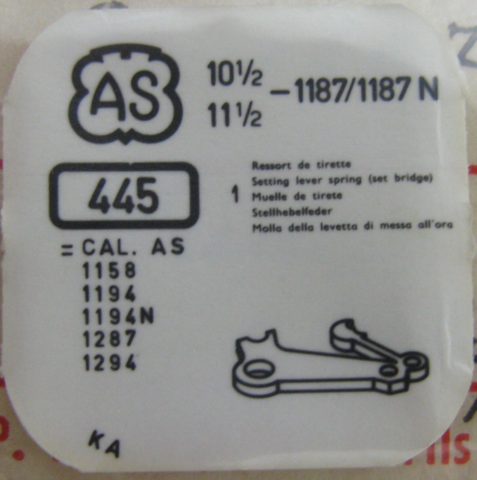 Setting lever spring AS 1158 1187 1194 Wittnauer 10L 1287 1294 watch parts #445