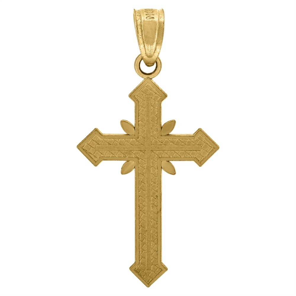 10k Yellow Gold Diamond-Cut Cross Religious Charm Pendant 0.6gm