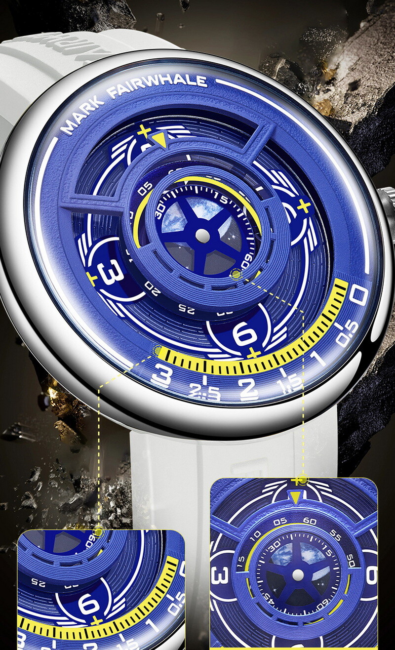 MARK FAIRWHALE Men’s Personality Dial Casual Sports Hollow Out Quartz Wristwatch