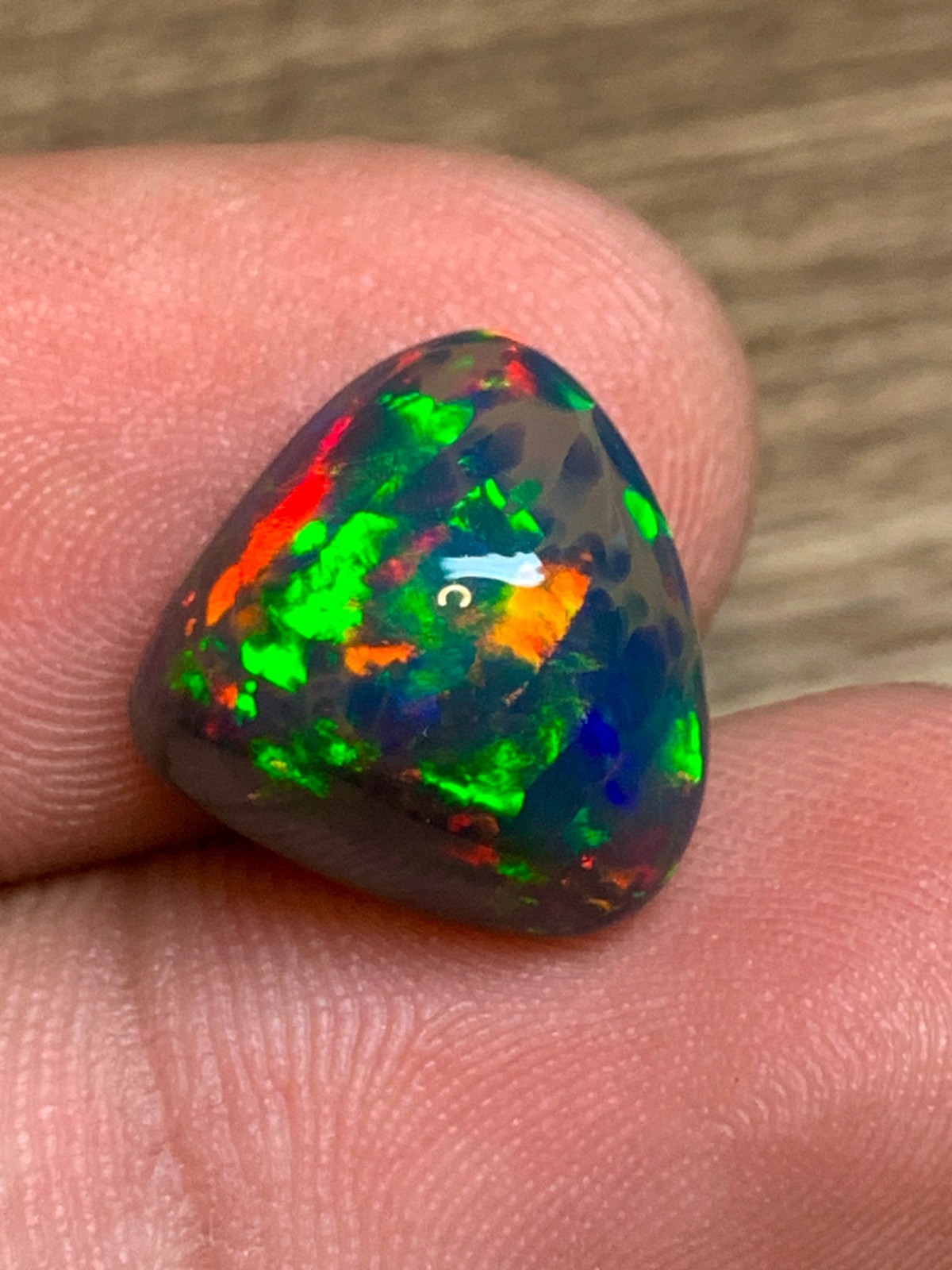 Ethiopian Black Opal Honeycomb Pattern 5crt Pear Cabochon Rainbow Fire Loose Gem