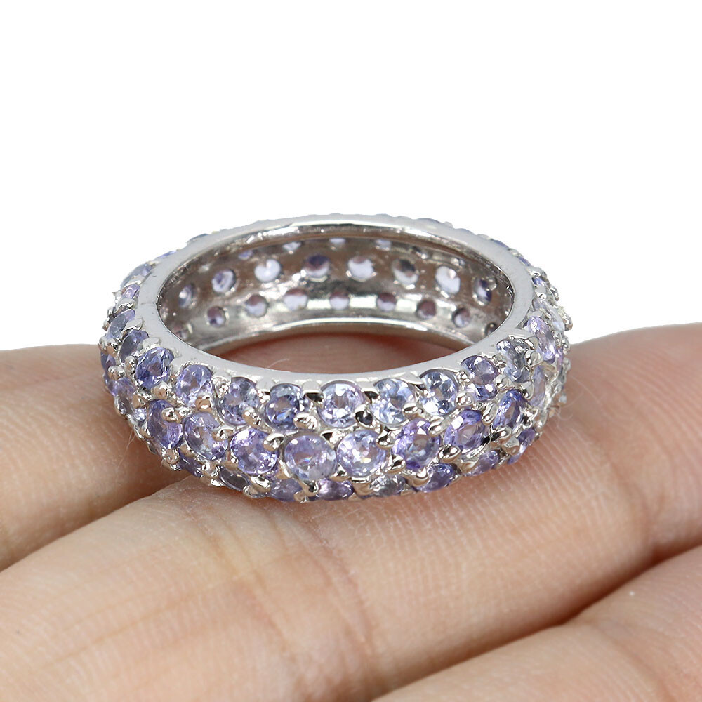925 Sterling Silver Ring Round Tanzanite Gemstone Jewelry 7.5