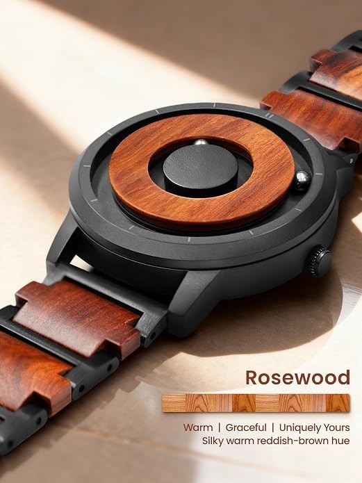 40mm Wooden Open Dial Analog Quartz Mens Watch with 3ATM and 20mm