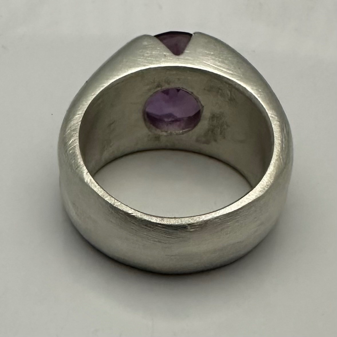 MJG STERLING SILVER MEN’S RING. 12MM LAB ALEXANDRITE. 4 PRONG. SZ 9 1/2. 23gr.
