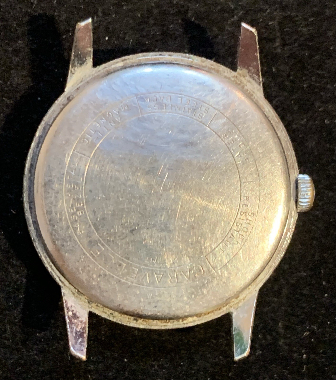Vintage Caravelle Waterproof Men’s Silver Tone Wristwatch Not Running For Parts