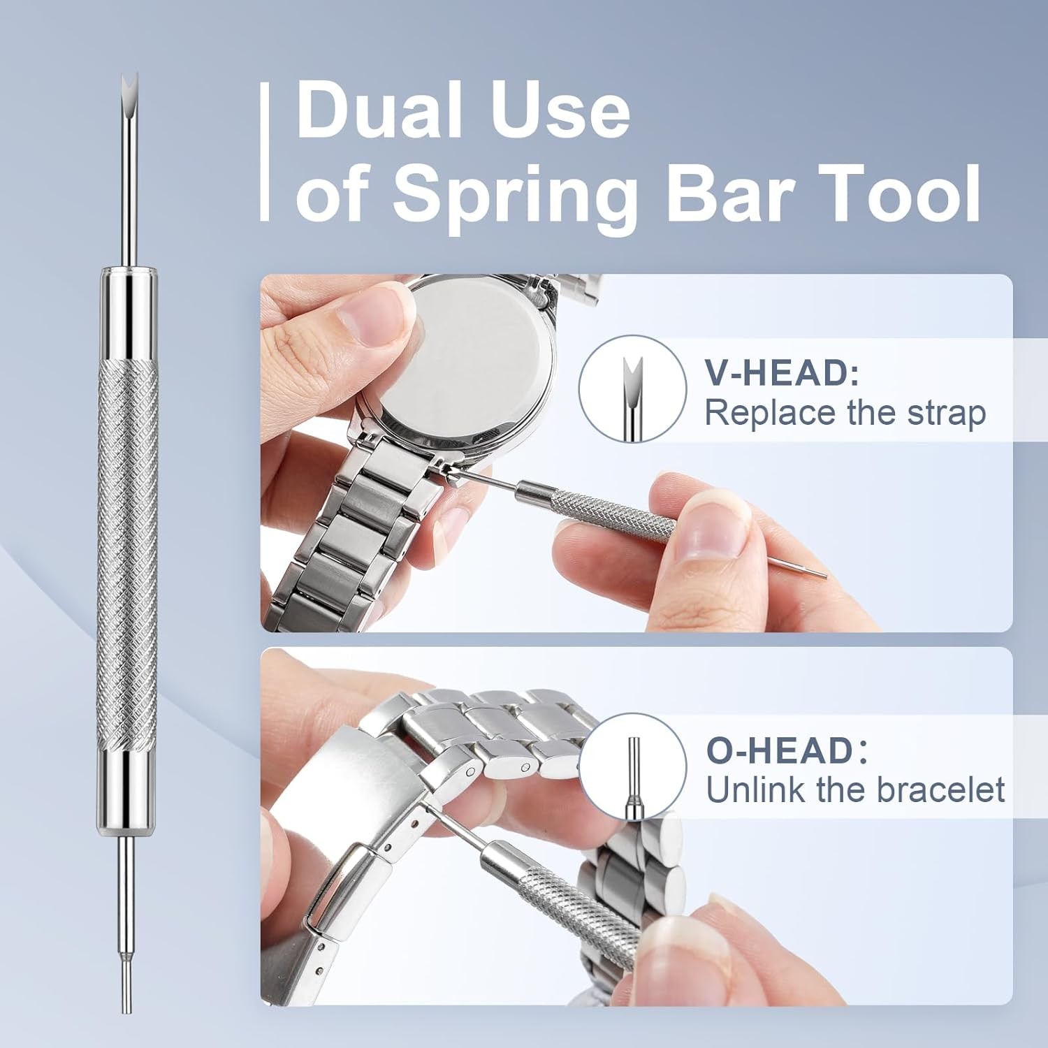 Watch Repair Kit Case Opener Wrench Set with Spring Bar Tool & Back Remover Pro