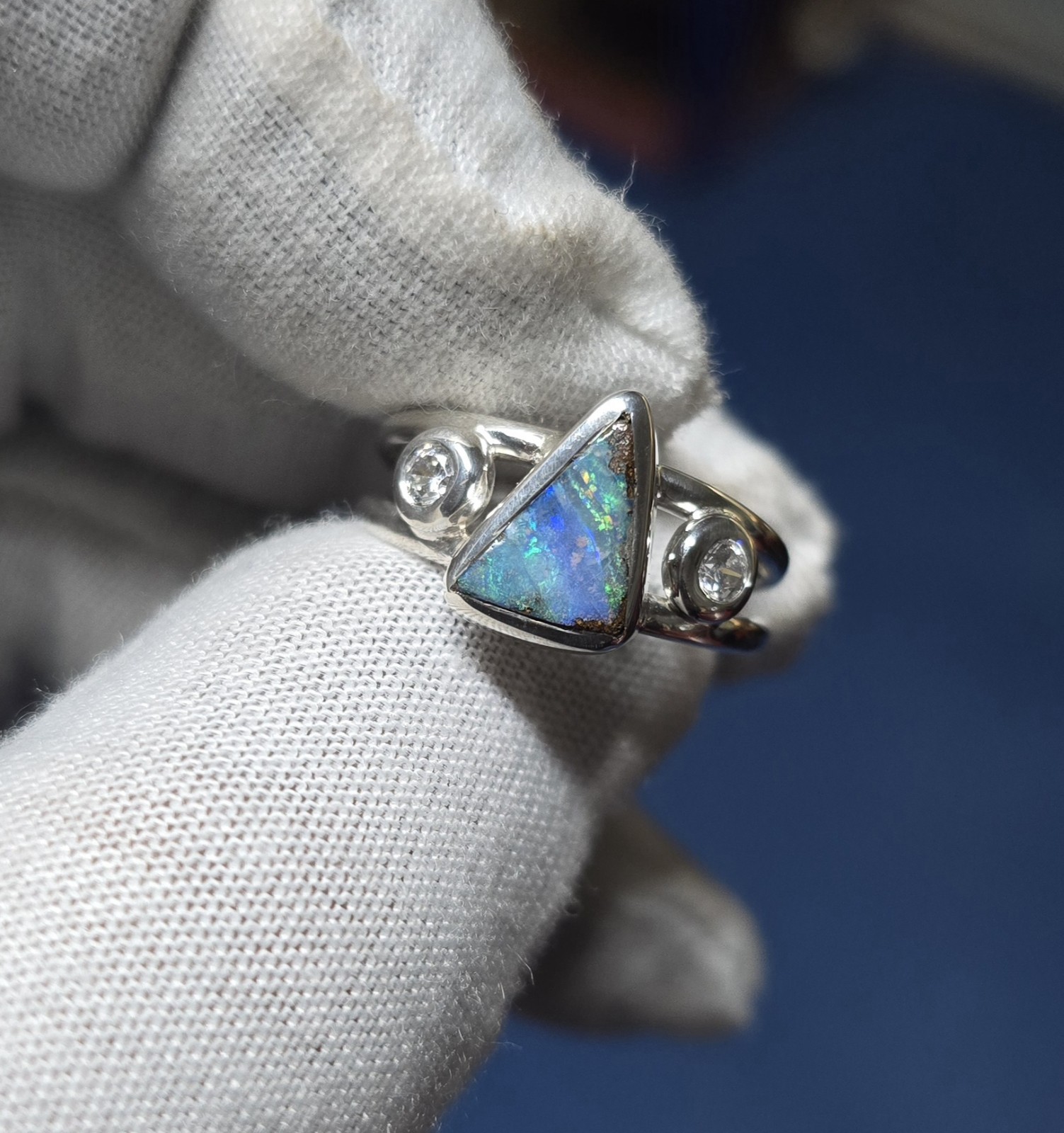 Australian Made Boulder One Off Opal 925 Sterling Silver Ring Unique