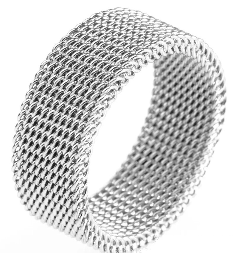 Genuine 925 Sterling Silver Hallmarked Mesh Band Ring with 925 stamp, size 3 -11