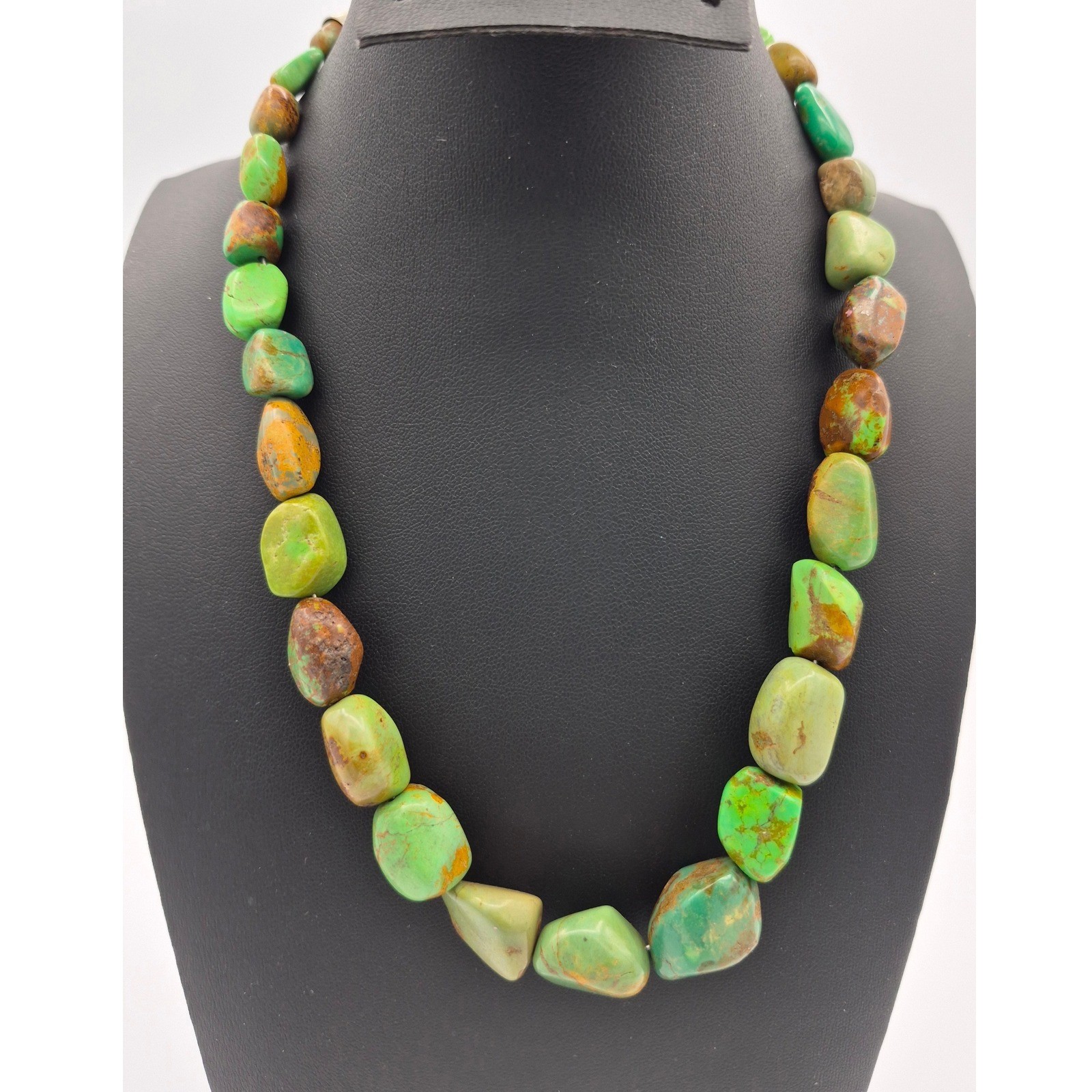 Jay King Mine Finds Necklace Green Turquoise Sterling Silver Chunky Nugget DTR
