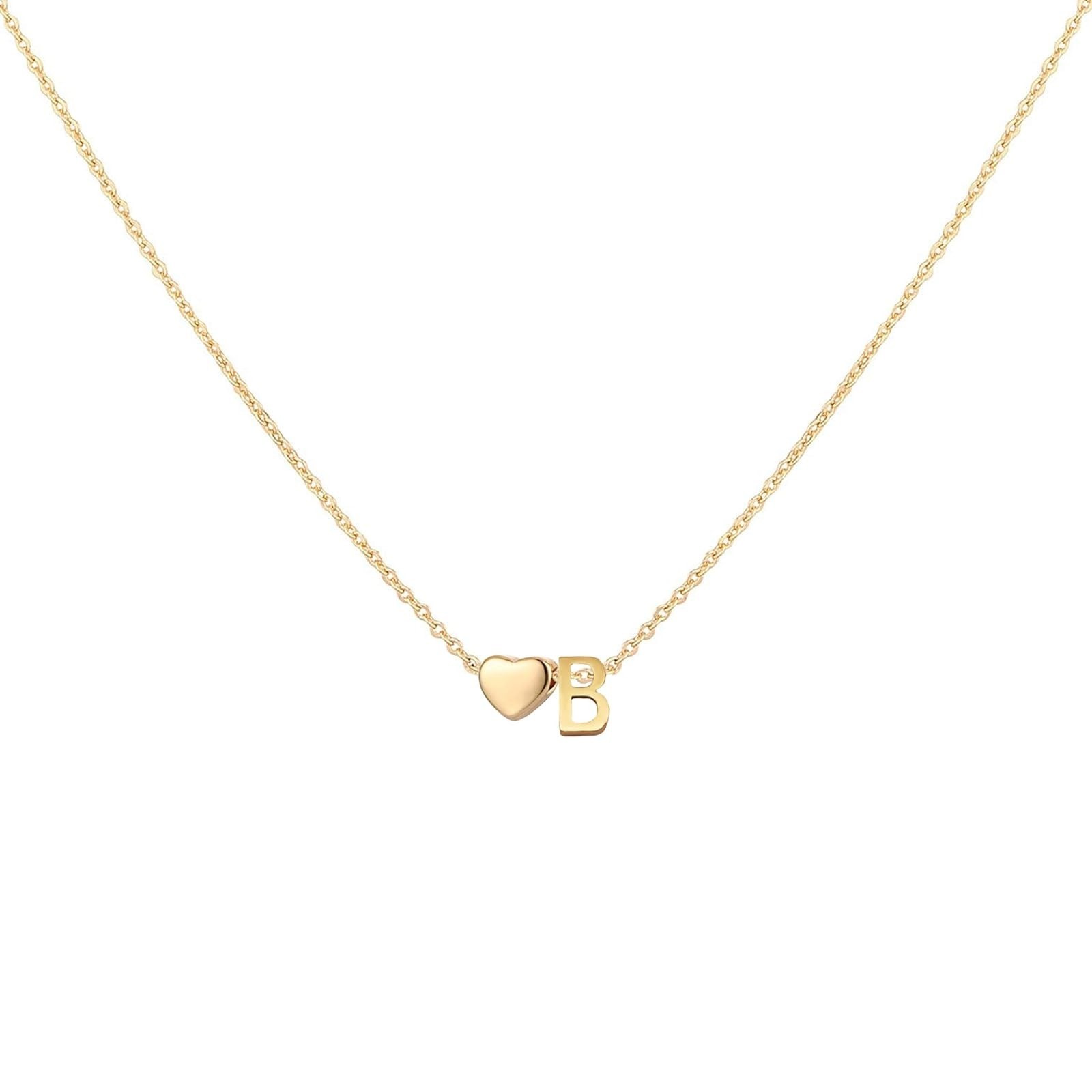 Glimmerst Initial Heart Necklace 18K Gold Plated Personalized Jewelry