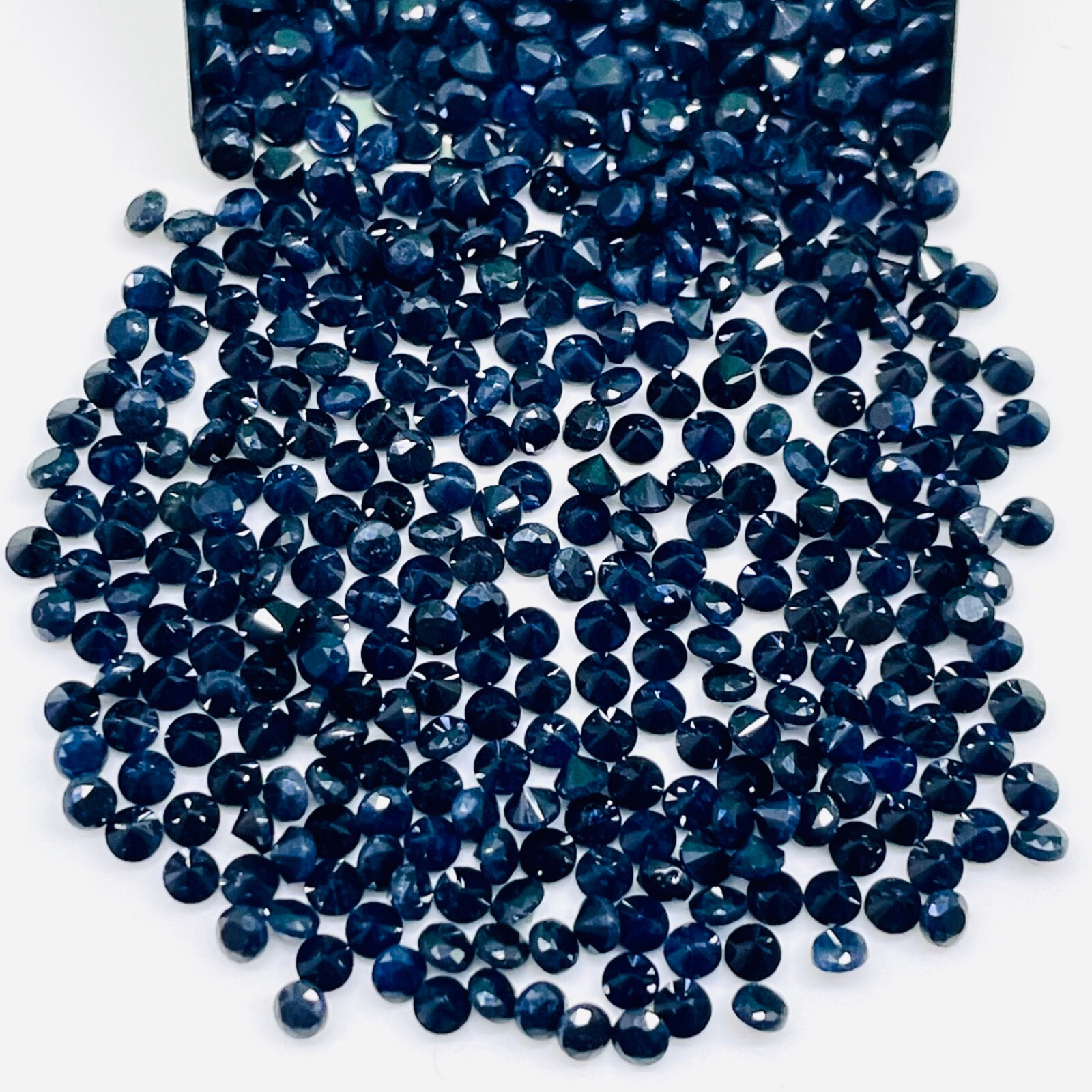 Natural Blue Sapphire 50 Pcs 2.5mm Round Diamond Cut Calibrated Loose Gemstones