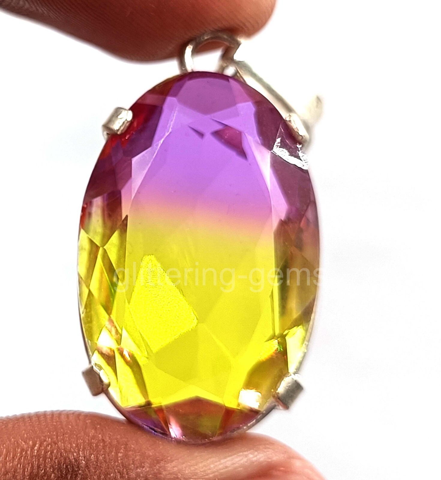 Oval Cut Multi-Color Ametrine 50 Ct IGL 925 Silver Pendant Chain Gemstone 5JSF
