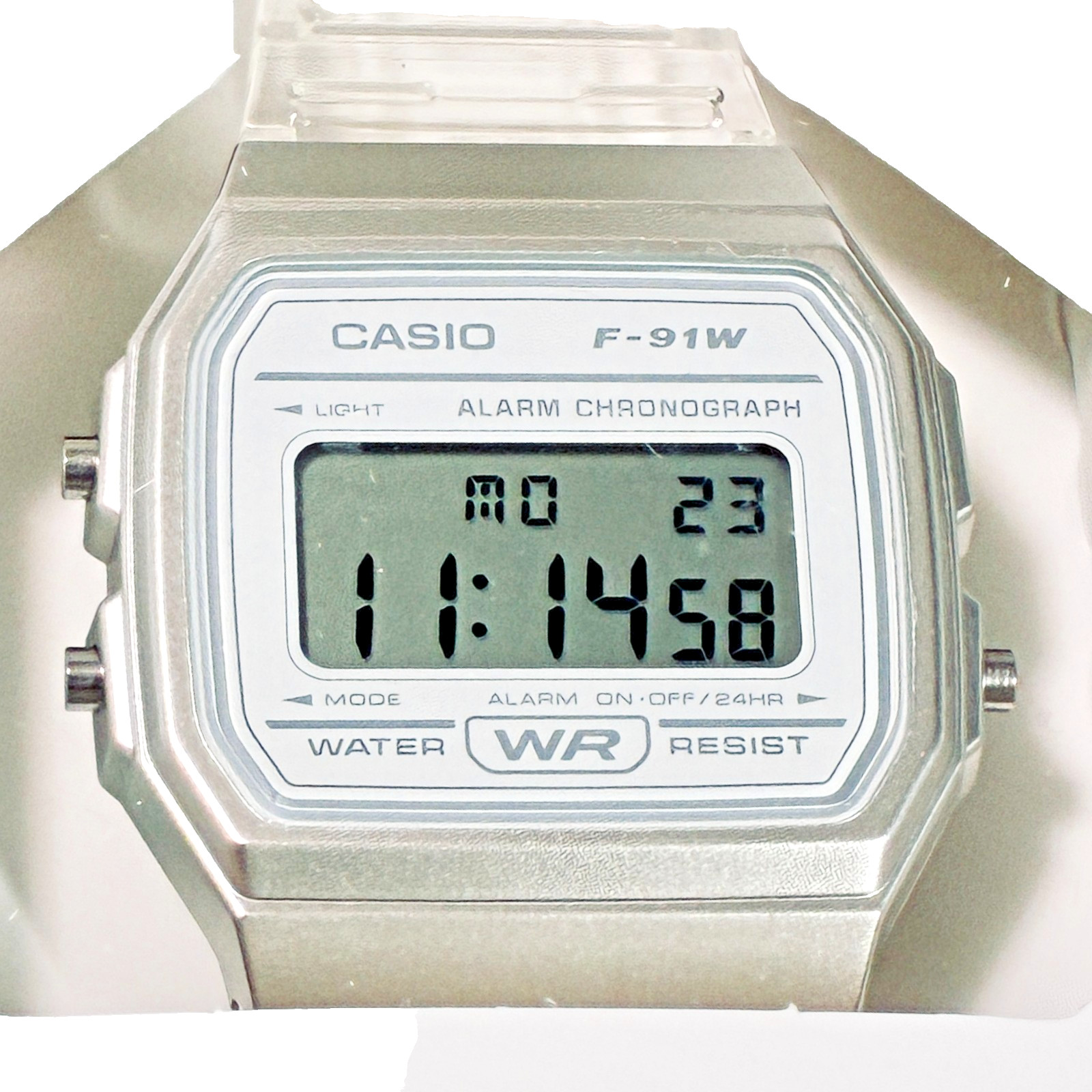CASIO F-91WS-7JH Classic Digital Watch Clear White Skeleton Japan New