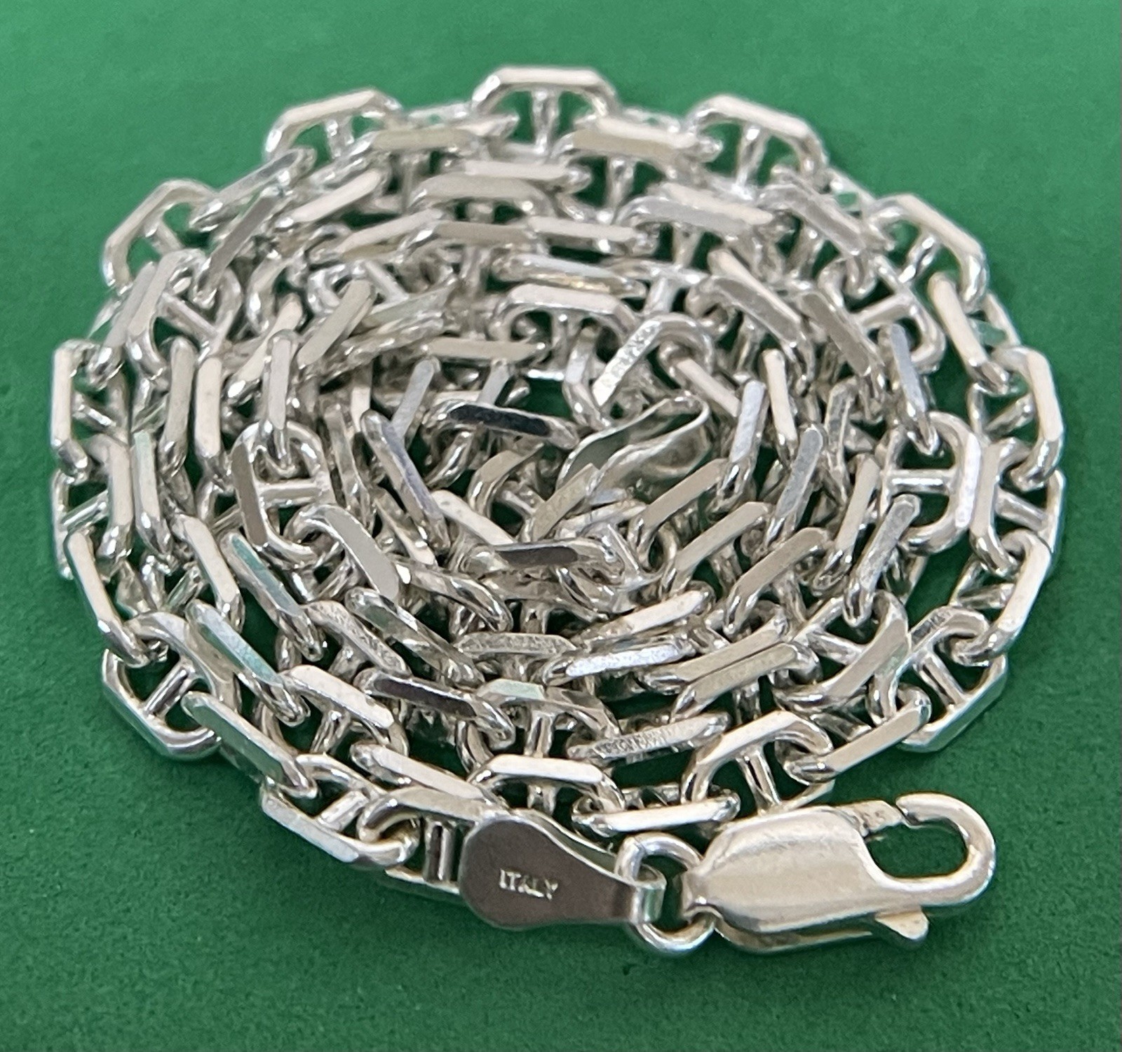 18” 4mm Italian Anchor Mariner Sterling Silver .925 Chain Necklace 14.7 Grams