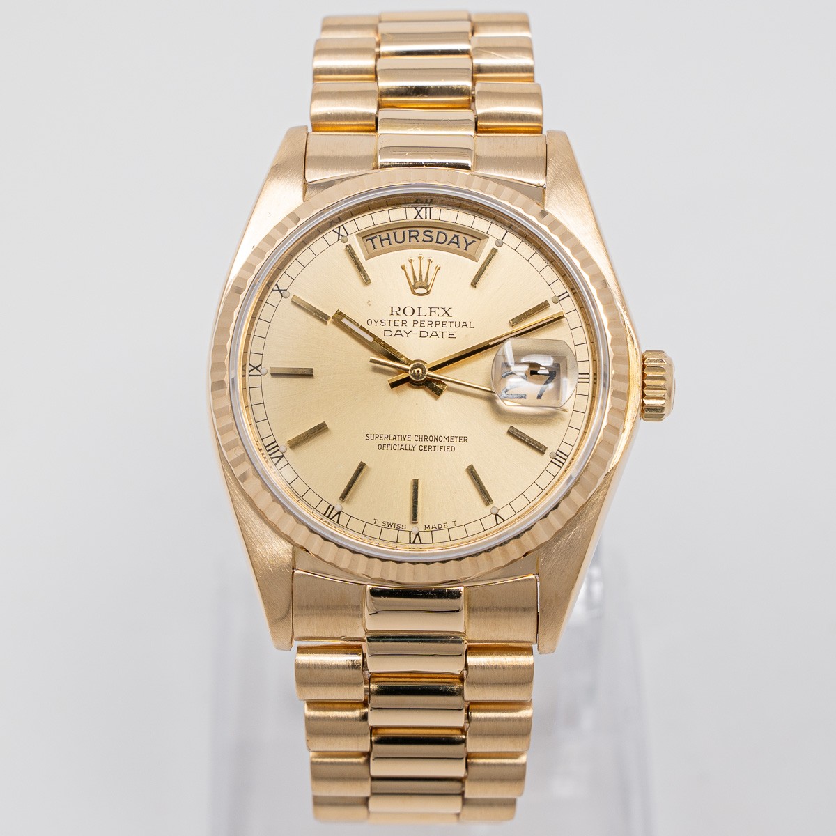 Rolex Day-Date 36 18038 Wristwatch, Yellow Gold, Champagne Dial, President Br…