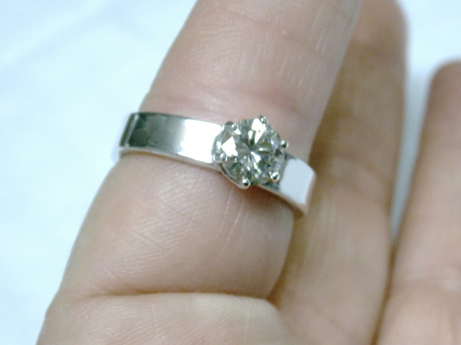 White Zirconia – Size 6.5 Ring – 925 Sterling Silver USA Made – 4.5mm Wide Band