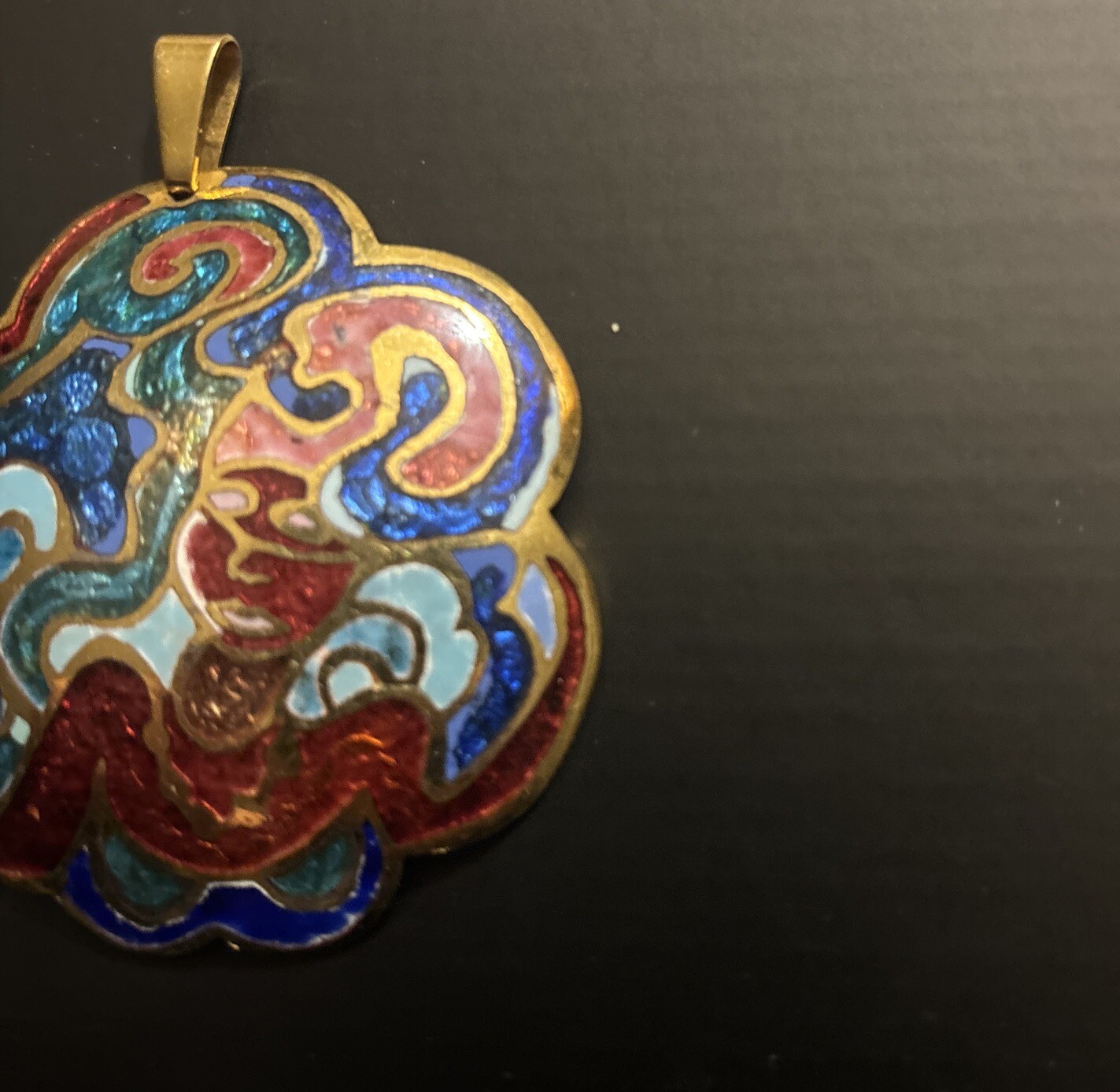 Enamel And Metal Necklace Pendant – Hand Painted “Duba 79” Cloisonné