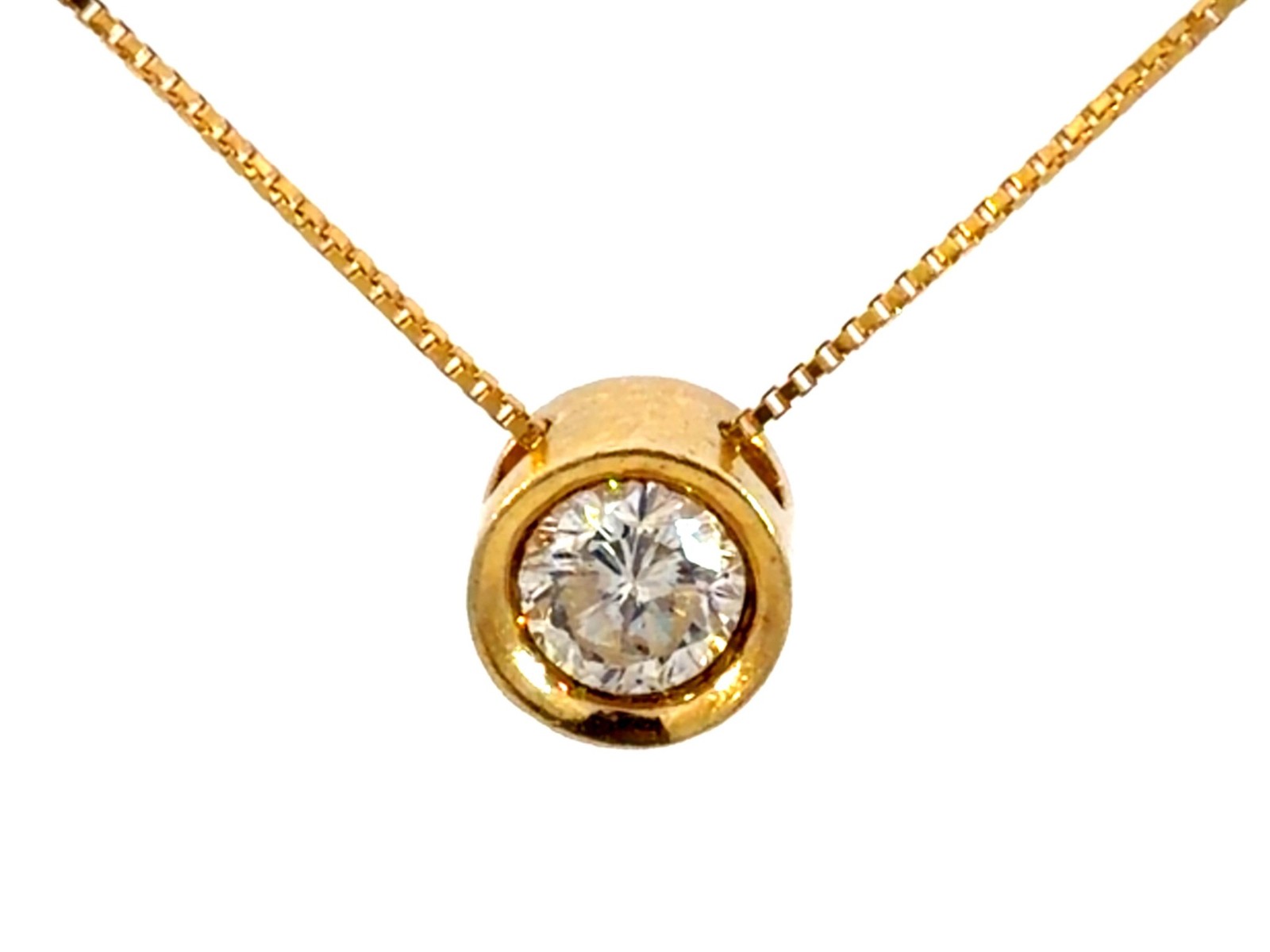 Natural 0.60 Carat Diamond Necklace Solid 14k Yellow Gold H, SI2-I1