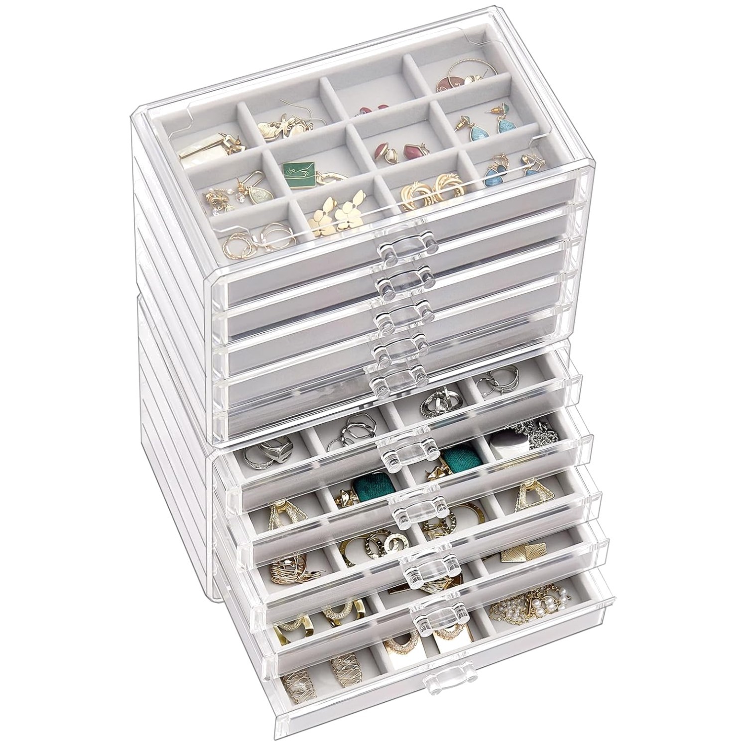 Adjustable Velvet Trays Jewelry Organizer – 10 Layers