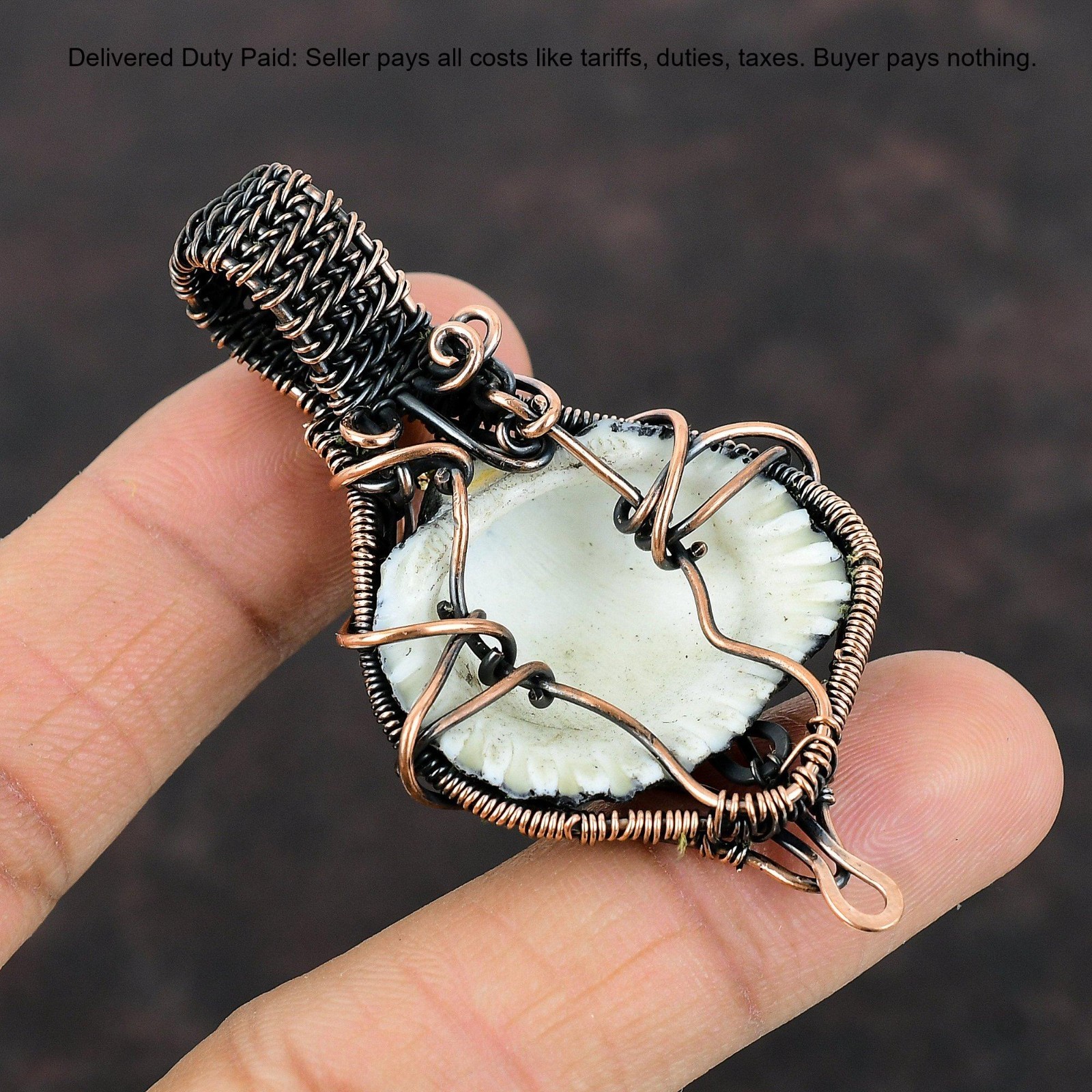 Natural Titanium Coated Shell No Stone Wire Wrapped Mother New Pendant Copper