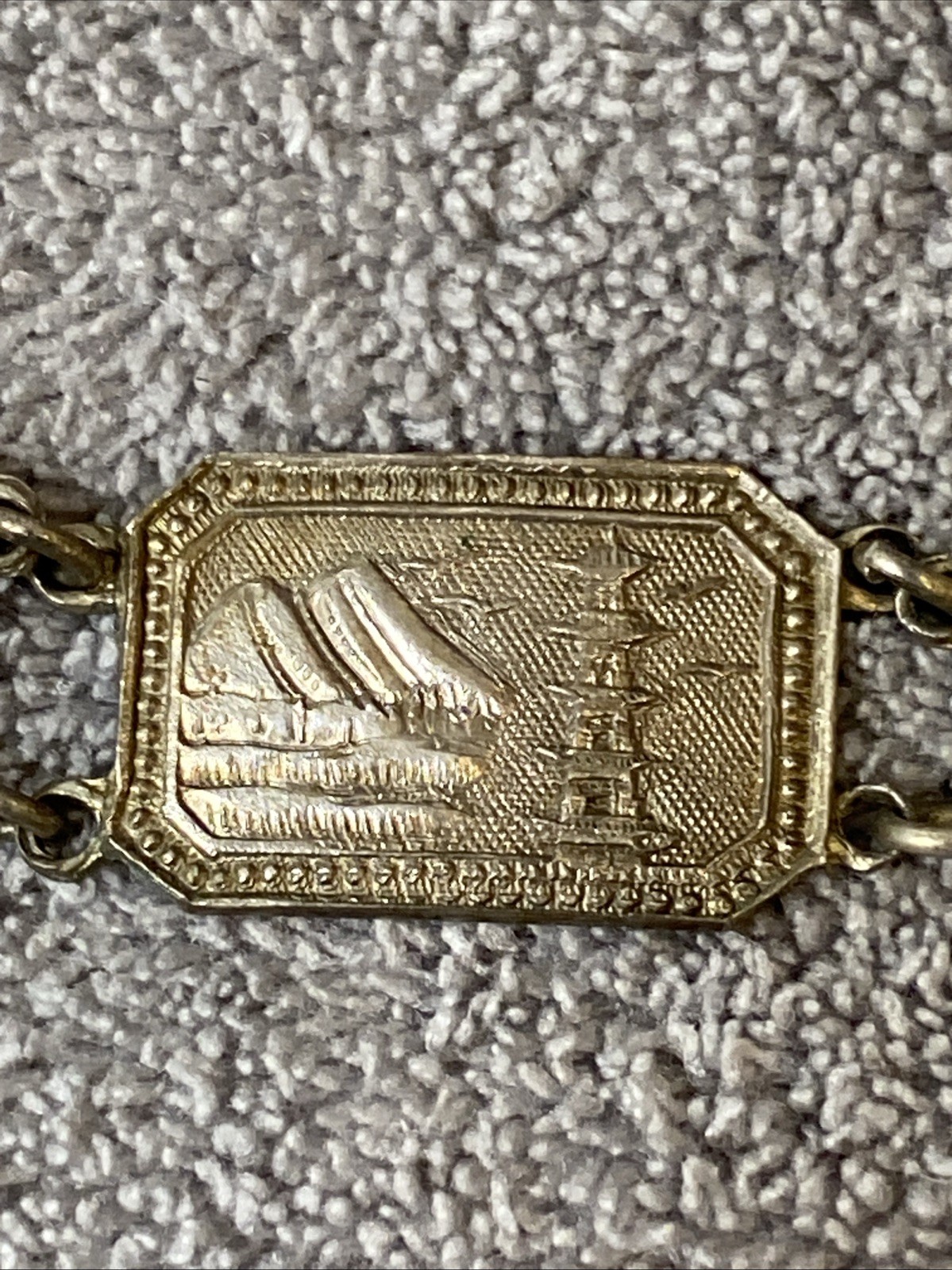Vintage Chinese Export Silver Motif Panel Link Bracelet