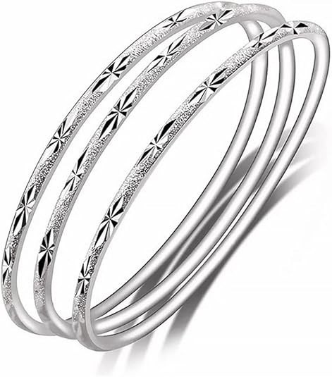 Sterling Silver Bangle Bracelets for Women,Fashion Jewelry Simple Adjustable …
