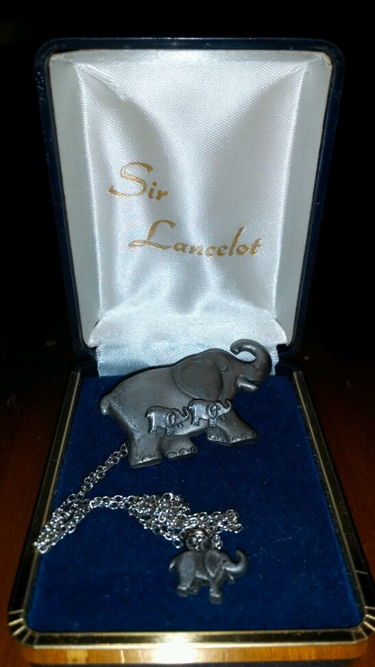 Elephant Necklace, Earrings, Pendant, Pewter? Sir Lancelot?