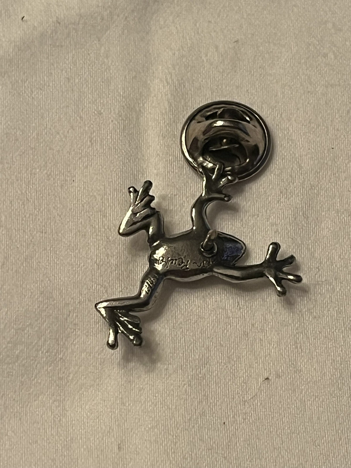 Vintage Signed Danforth Pewter Brooch Pin 1992 Tree Frog