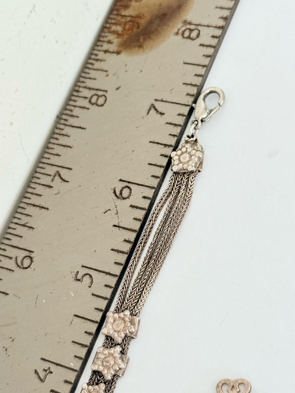 Vintage Turkish Foxtail Multi Strands Chain Sterling Silver 925 Link Bracelet